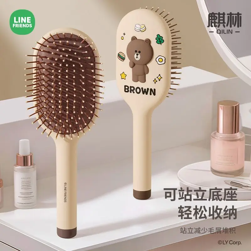 Line Friends Brown Air Cushion Comb New Womens Home Curly Hair Scalp Massage Comb Anime Kawaii Fluffy Hair Meridian Air Bag Comb