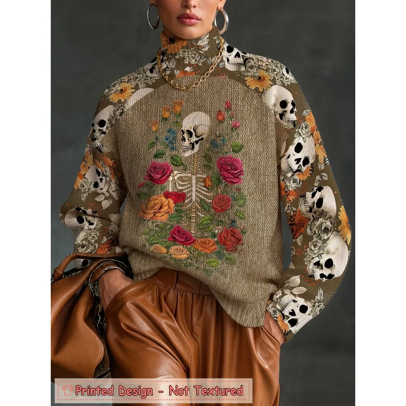 Women's Colorful Dot Print Turtleneck Sweater Long Sleeve Knit Pullover Loose Casual Warm Autumn Winter Fashion Jumper Top