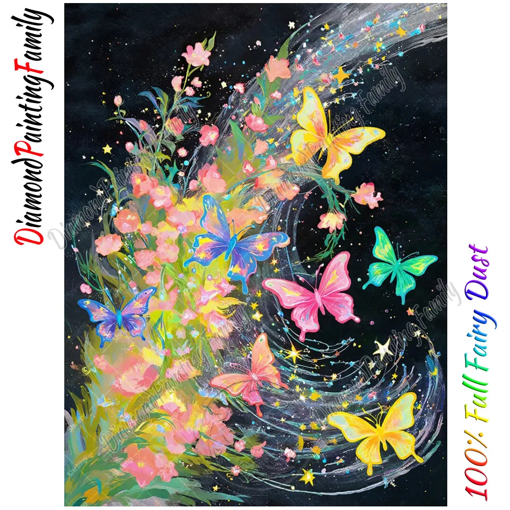 Diamond Painting Family Full Fairy Dust Crystal Resin Diamond Dot Arts Color Stuff AB Drill Embroidery Set Mosaic Painting Kits