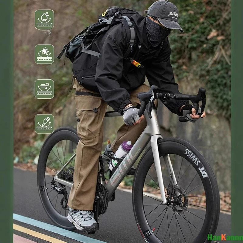 

Трехстойкие уличные брюки из софтшелла с несколькими карманами — идеально подходят для пеших прогулок, езды на велосипеде и приключений унисекс