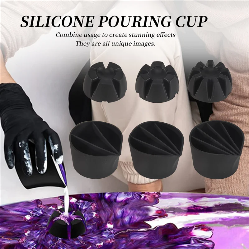 

EDT-6 Pcs Split Cup For Paint Pouring 3 Flower Pour Cup 3 Paint Mixing Cup For Acrylic Paint Resin Pouring DIY Making Tools