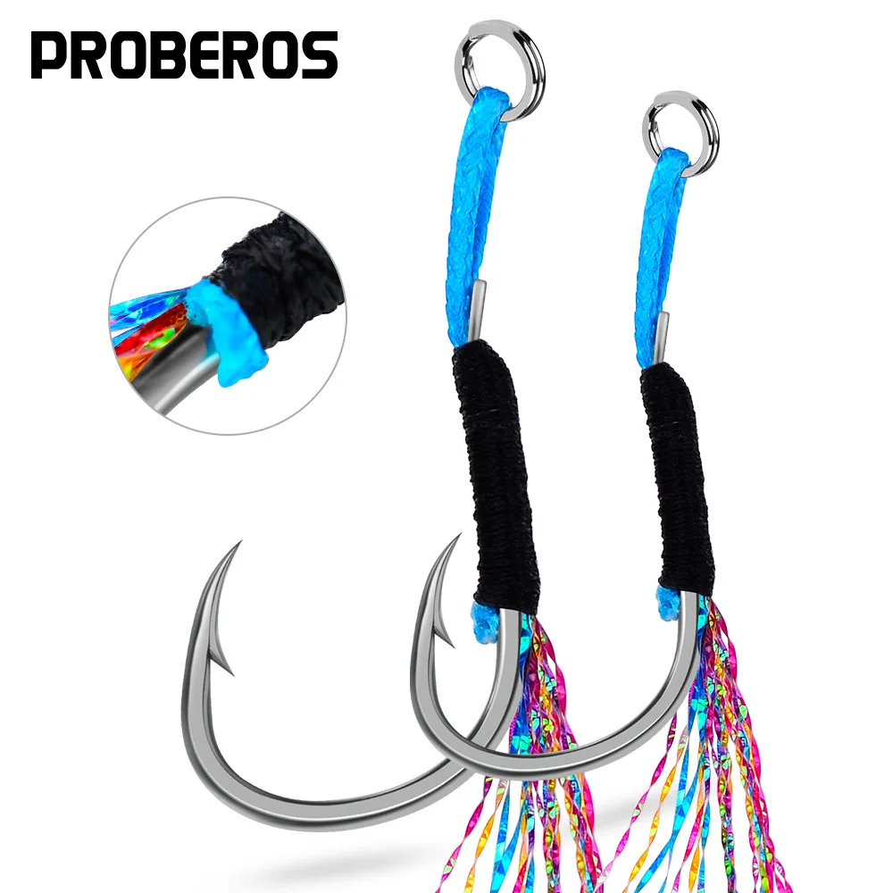 10 قطعة واحدة الرقص الصيد شقة حادة مساعدة هوك الصيد إغراء بطيئة القفز يلقي عالية الكربون الصلب الشائكة ريشة السنانير #3