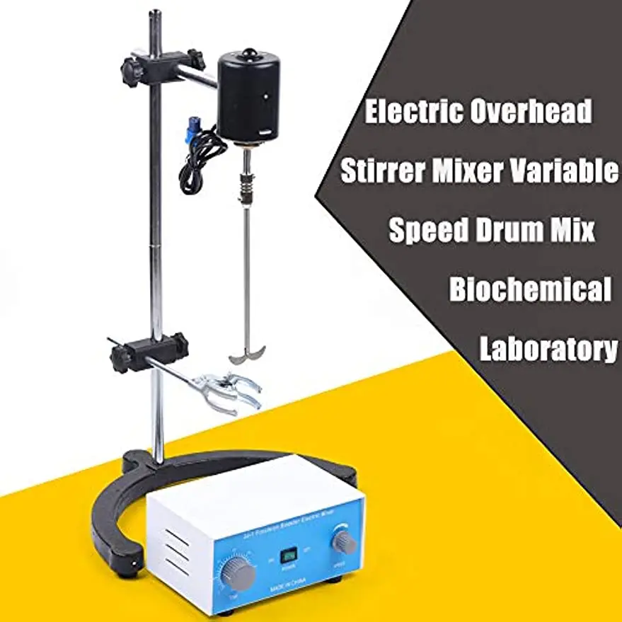 Electric Overhead Stirrer Laboratory Mixer 0-3000rpm Drum Agitator Variable Speed Stainless Steel 200W