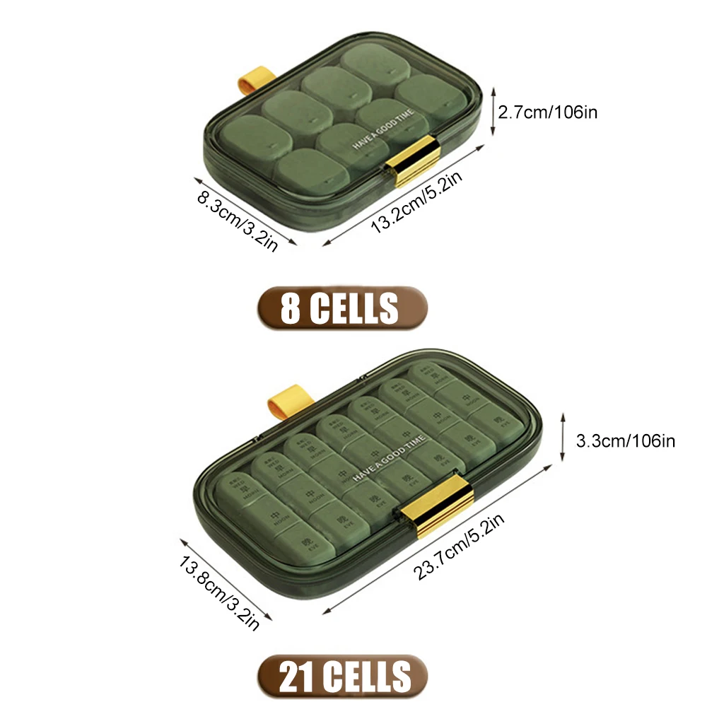 7-Day Removable Weekly Pill Box Travel Portable Separate Moisture-Proof Organizer for Vitamins Fish Oil Supplements