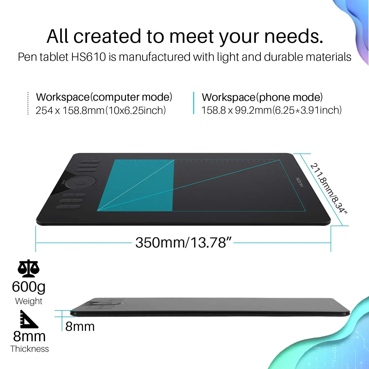 HS610 Huion المهنية القلم الإلكتروني ملحقات الكمبيوتر لوحة الرسم الرسومية #3