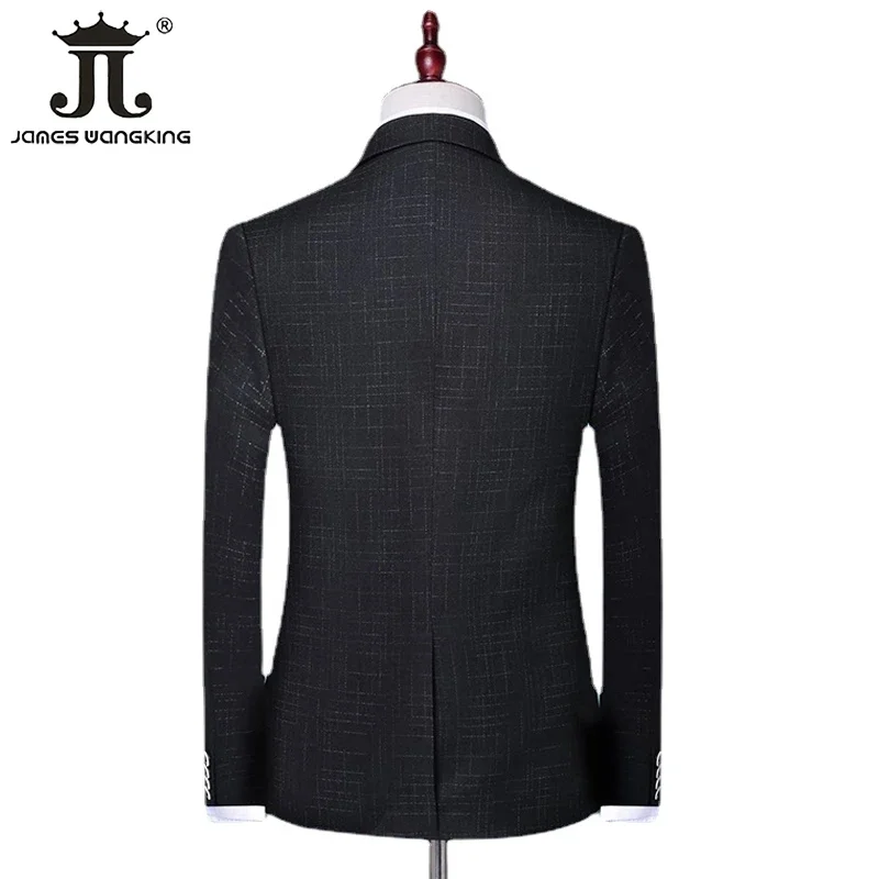 ( Jacket + Vest + Pants ) Checker Casual Business Office Mens Suit Set of Three and Two Groom Wedding Dress Plaid Suit Male