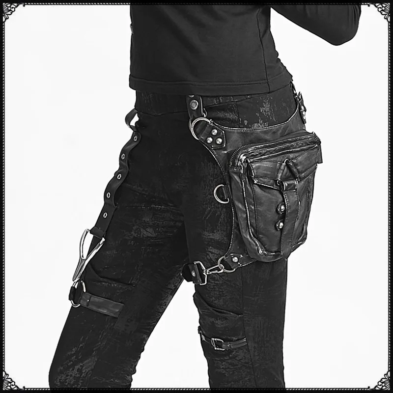 

Fanny pack Thigh bags Banana carteras mujer Leather Steam Punk Gothic Shoulder Bag women Leather Waist Packs Women Messenger bag