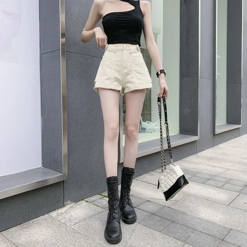 2025 High Waist Slimming Denim Shorts Summer Zipper New Korean Style Loose Pants Hot Shorts Thin