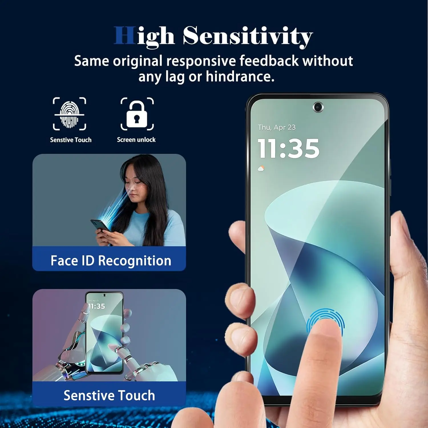 Displayschutzfolie für Motorola Moto G57 Power 6,72 Zoll, gehärtetes Glas, HD 9H, transparent, klar, kratzfest, freundlich – Detail 4