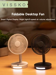 Vissko USB Desk Fan Strong Airflow & Quiet Operation Five-Speed Wind Mini Table Fan 3600mAh Angle Adjustable for Office Bedroom