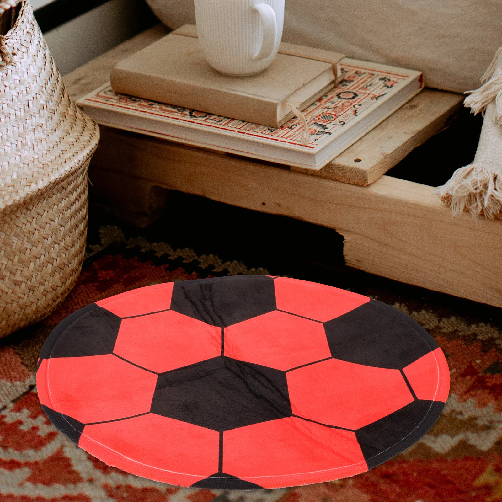 

Round Soccer Rug Non-Skid Floor Carpet Football Pattern Area Rug for Bedroom Living Room Desk Chair Mat Home Floor Protector