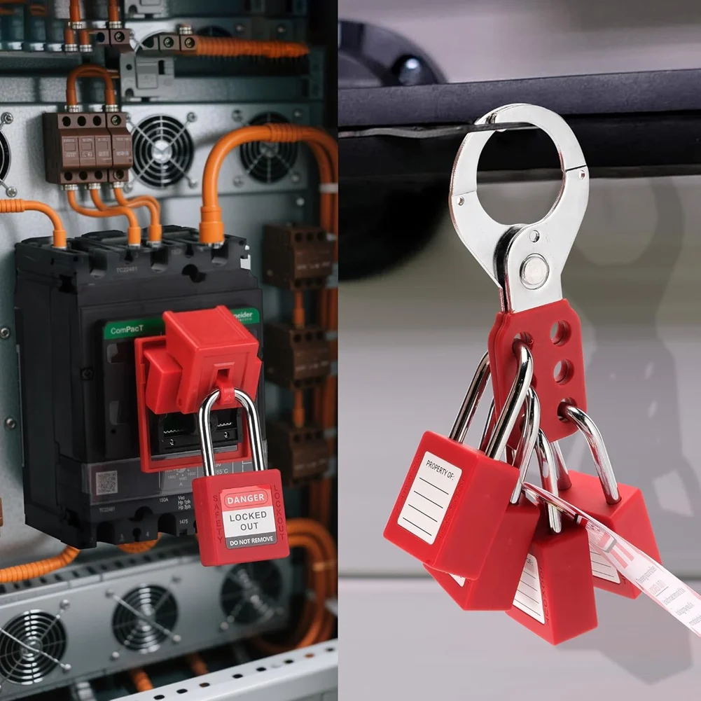 【A42U】자물쇠, 걸쇠, 지퍼 타이, 태그 및 보관 가방이 포함된 잠금 태그아웃 키트 - 산업 장비용 전기 로토
