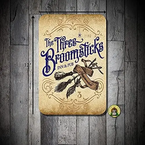BOEYC Geuuki Metall-Blechschild – The Three Broomsticks Inn Pub Aluminium-Blechschilder für Zuhause, Küche, Kaffee, Bauernhof, Wandkunst, Dekoration