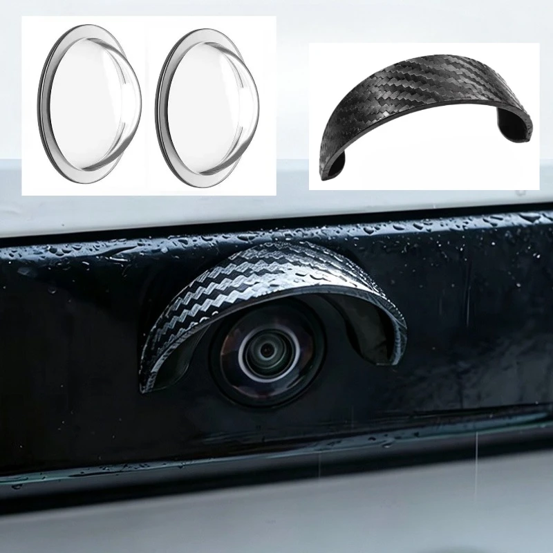 1 Set Car Rear Camera Rain Visor & Lens Protector Carbon Fiber Anti-Rain Anti-Scratch Reversing Camera Cover For Sedan