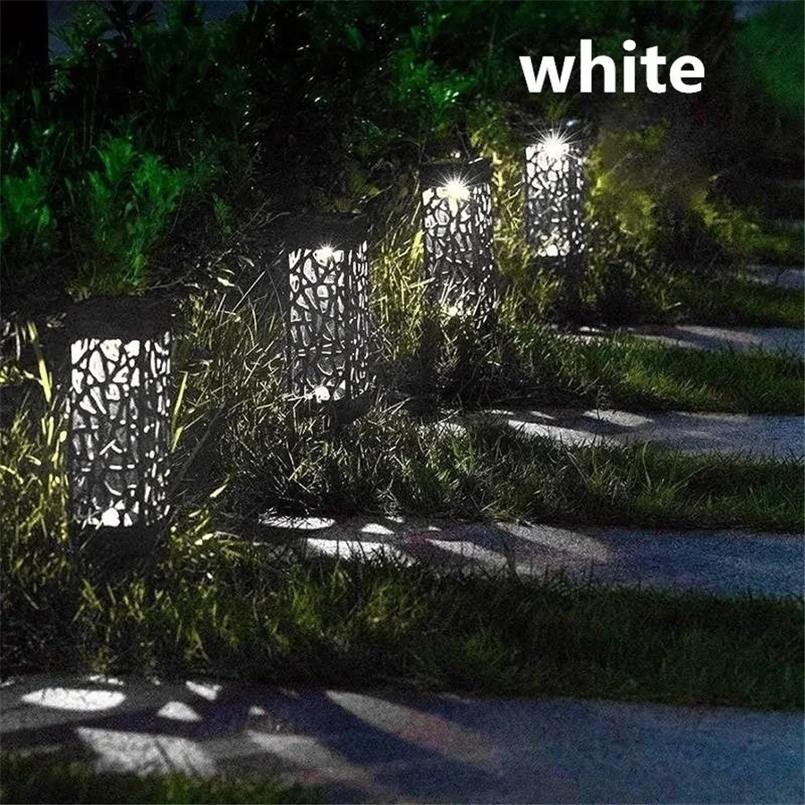 LED Solar Garden Lights 2/6pcs Outdoor Waterproof Hollowing Out Lawn Lamps for Pathway Patio Yard Decoration Landscape Lighting