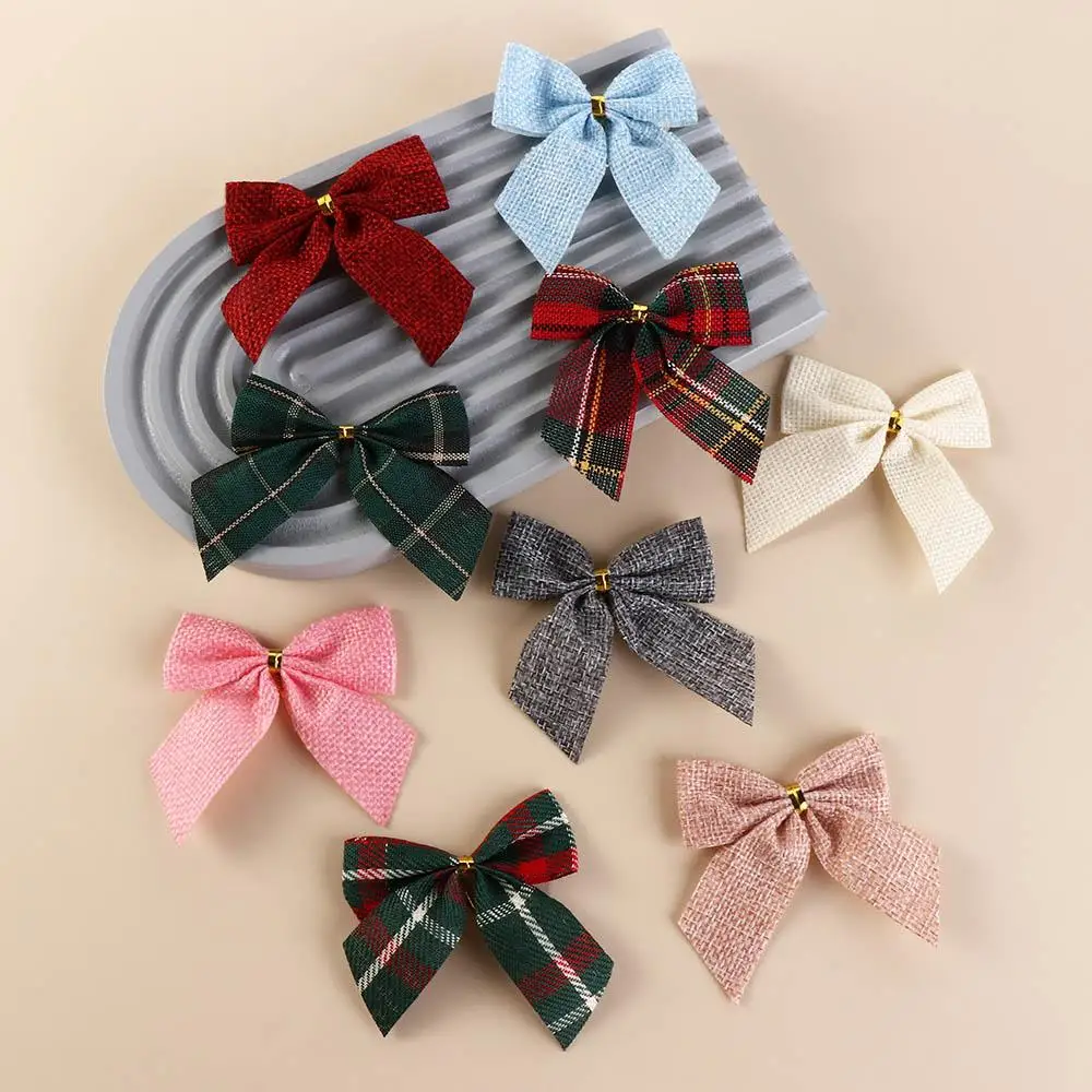 10Pcs/set Cloth Christmas Plaid Bow Plaid Bow Cute Xmas Tree Pendant Various Style Soft Christmas Garland Accessories Christmas