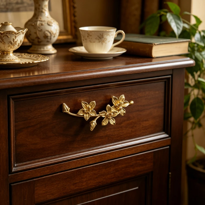 1PC Brass Double Hole Drawer Cabinet Door Wardrobe Wine Storage Bedside Dressing Cabinet Handle