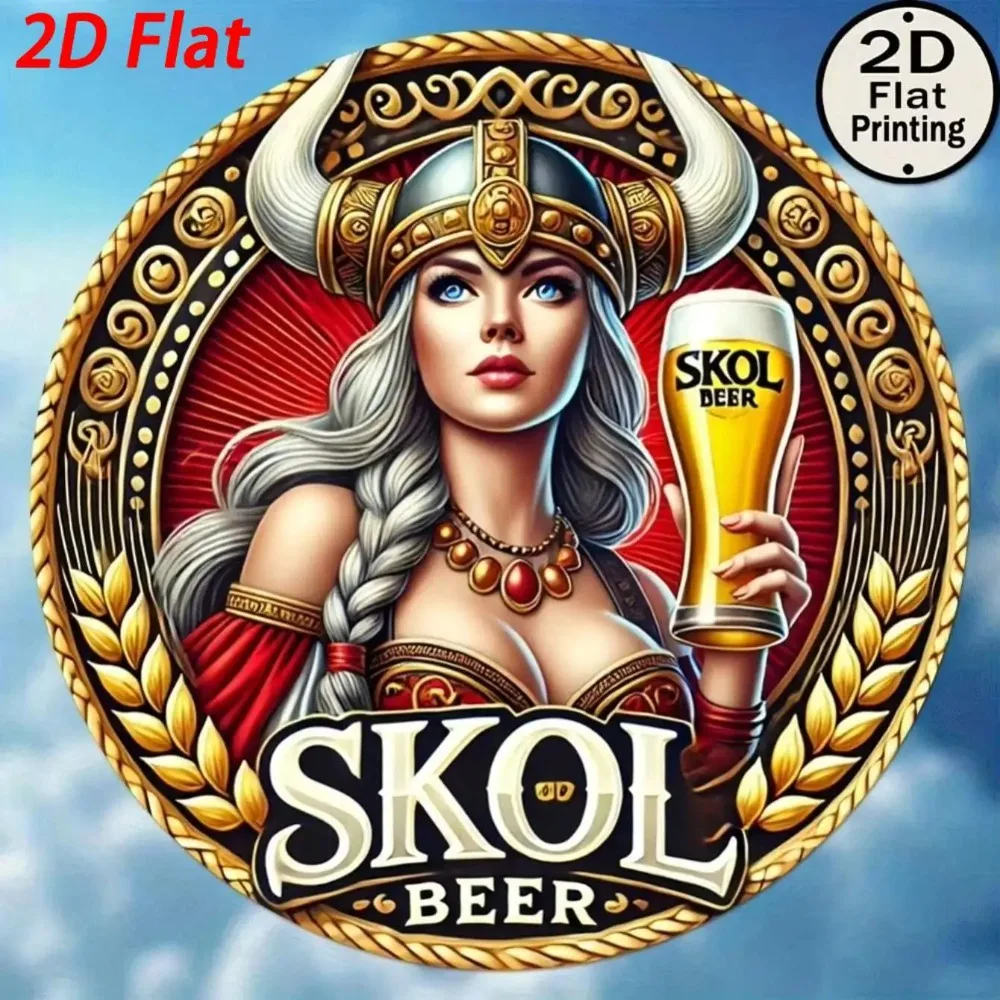 Skol Beer Viking Metal Wall Art Decor 20x20cm Retro Norse Halloween Christmas Gift