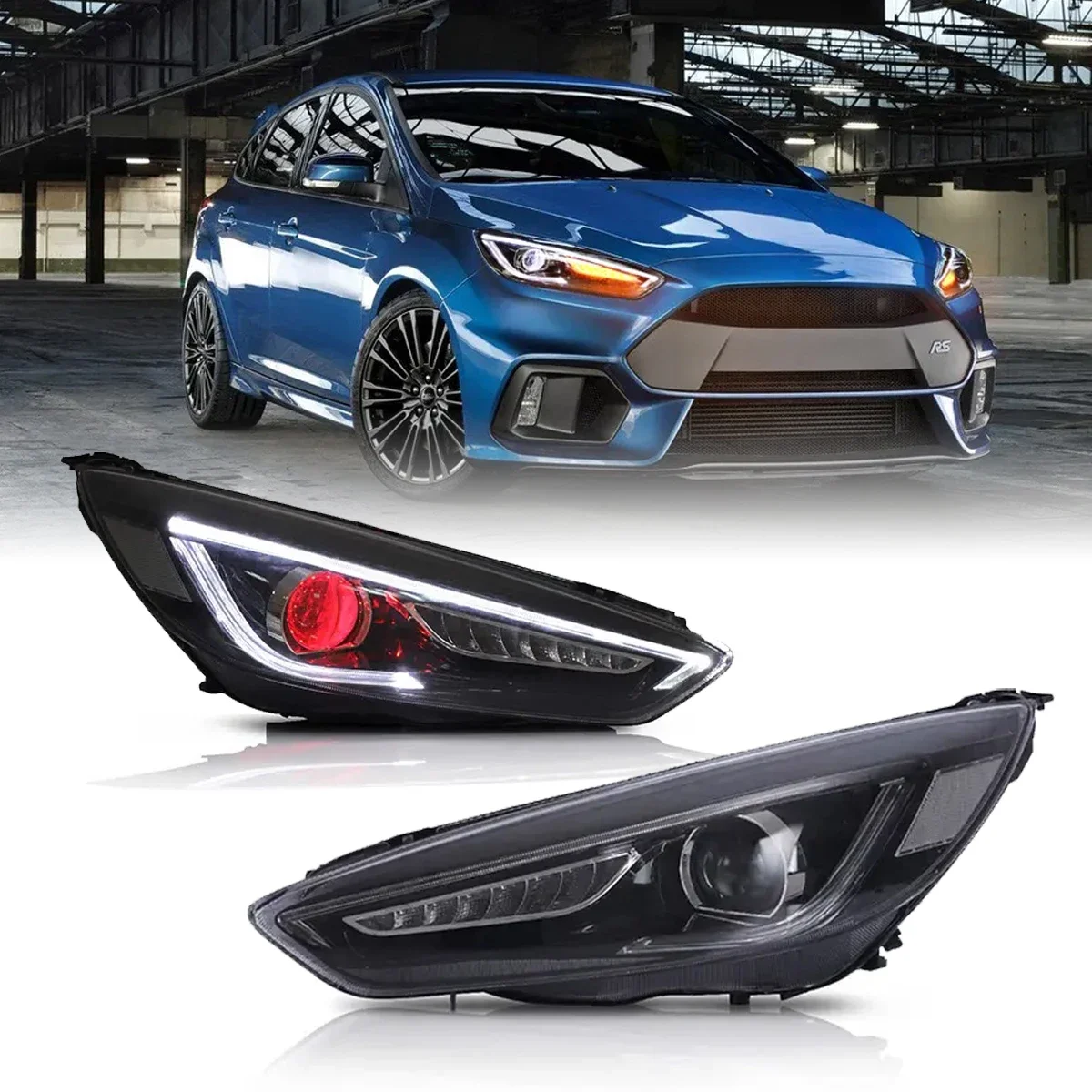 

Car Light LED Headlight Quality Head Lamp With Blue DRL and Demon Eyes Plug n Play Light For Ford Focus Hight 2015-2017