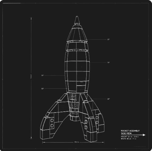 Creative Store- MOC Red White Striped Space Rocket Model  DIY Assembly Gifts for Adults Collection Desktop