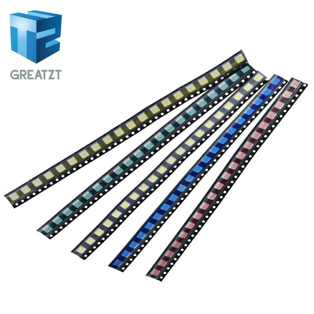 GREATZT 100PCS/LOT 5050 SMD White Red Blue Green Yellow 20pcs each Super Bright 5050 SMD LED Diodes Package Kit