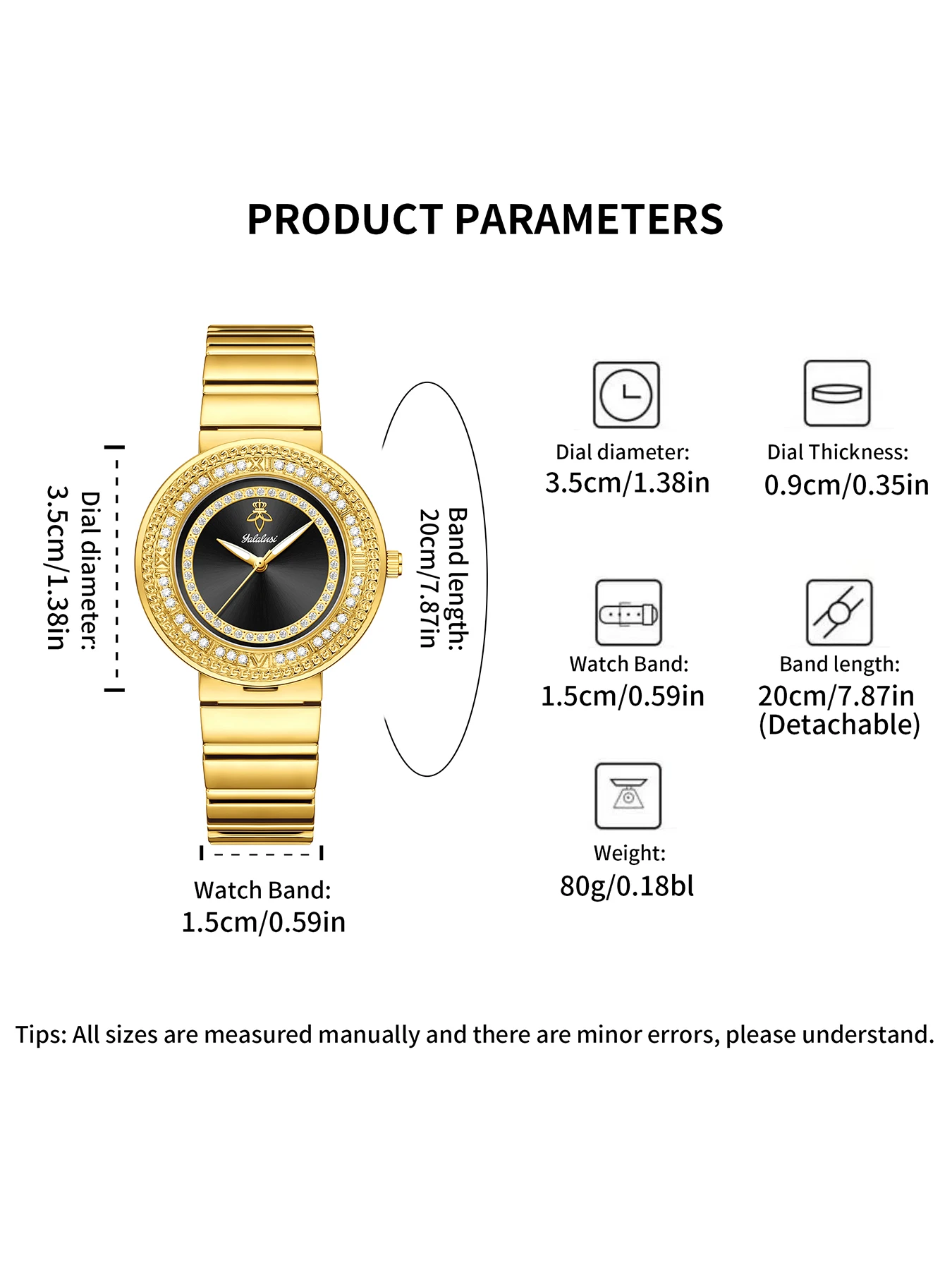 YaLaLuSi Stylish and Elegant Ladies’ Formal Watch with Rhinestones, Round Dial and Metal Strap Reloj