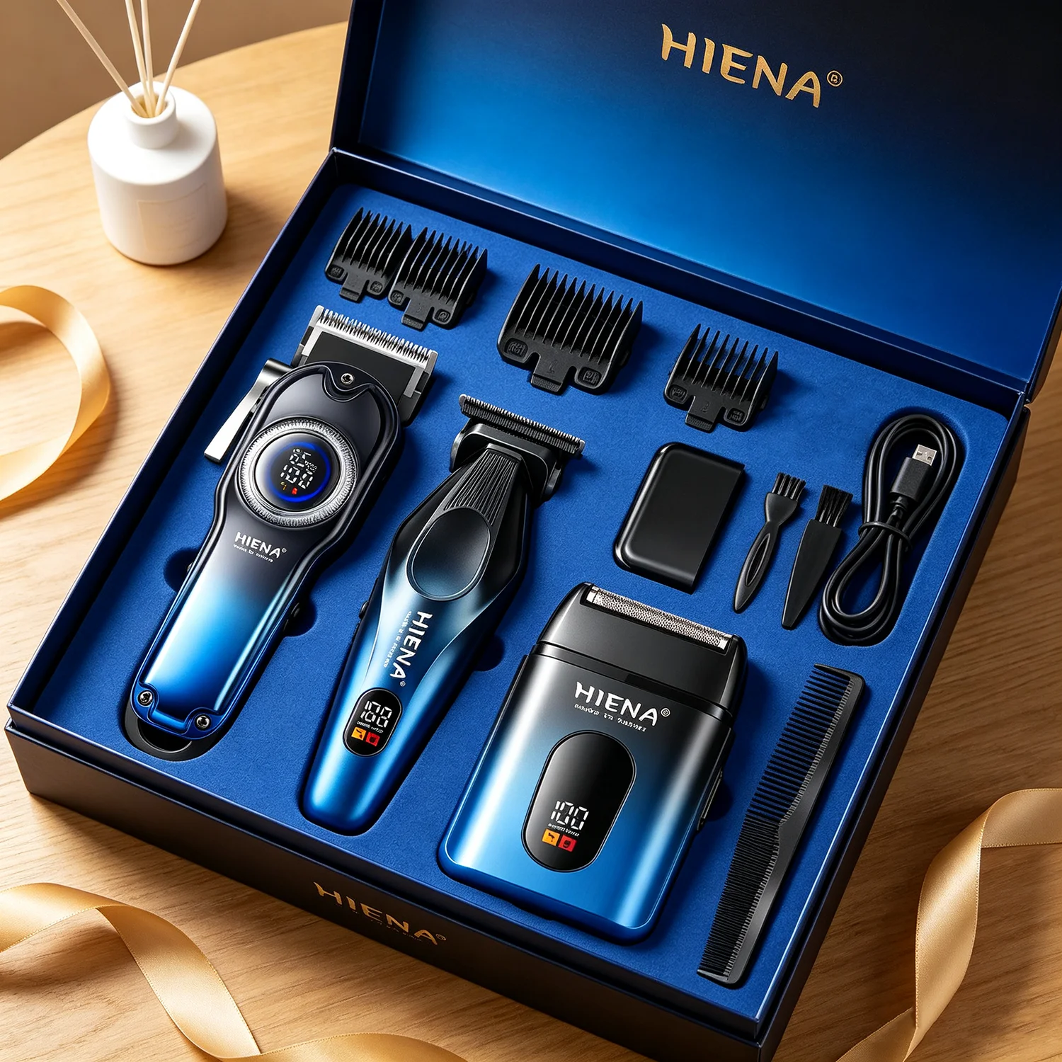 HIENA Electric Hair Clippers Set For Man Gradient Color Oil Head Haircut Machine Professional Led Digital Display Electric Razor