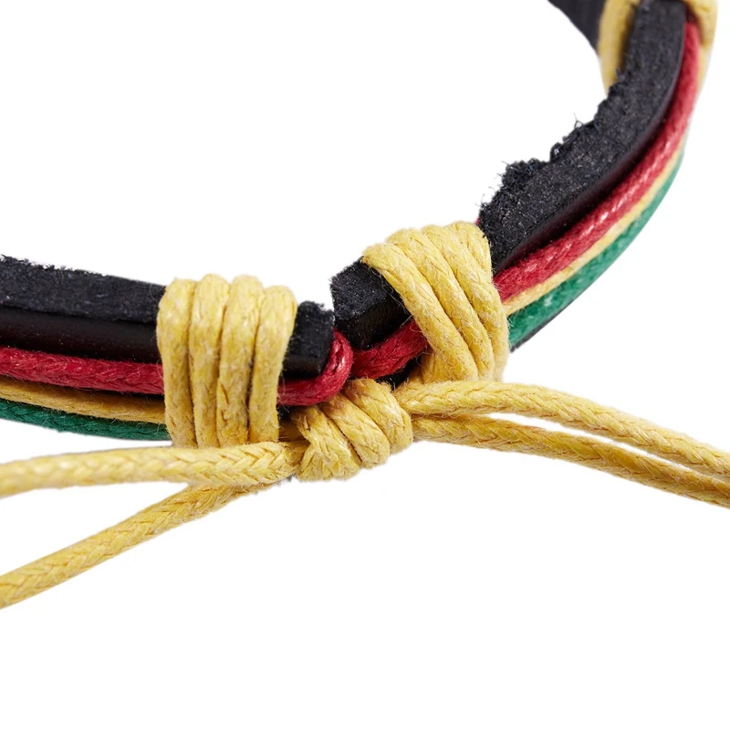 10X Rasta Jamaica Reggae Leather Bracelet