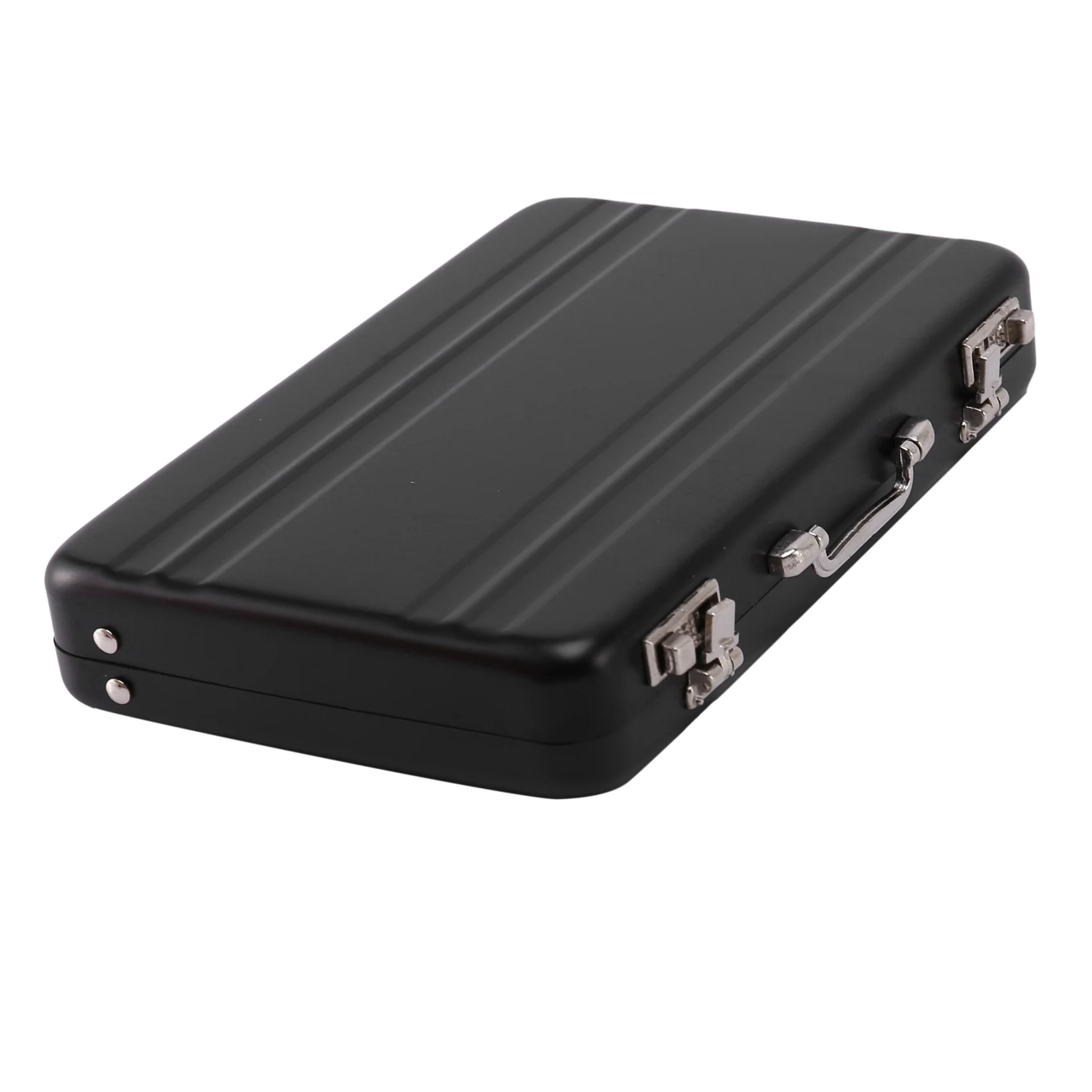 NEW-2X Aluminum Password Box Card Case Mini Suitcase Password Briefcase Black