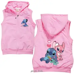 Lilo And Stitch Children's Cotton Hooded Vest Spring Sleeveless Kids Toddler Girls Boys Jacket Outwear Infant Baby Fall Clothes