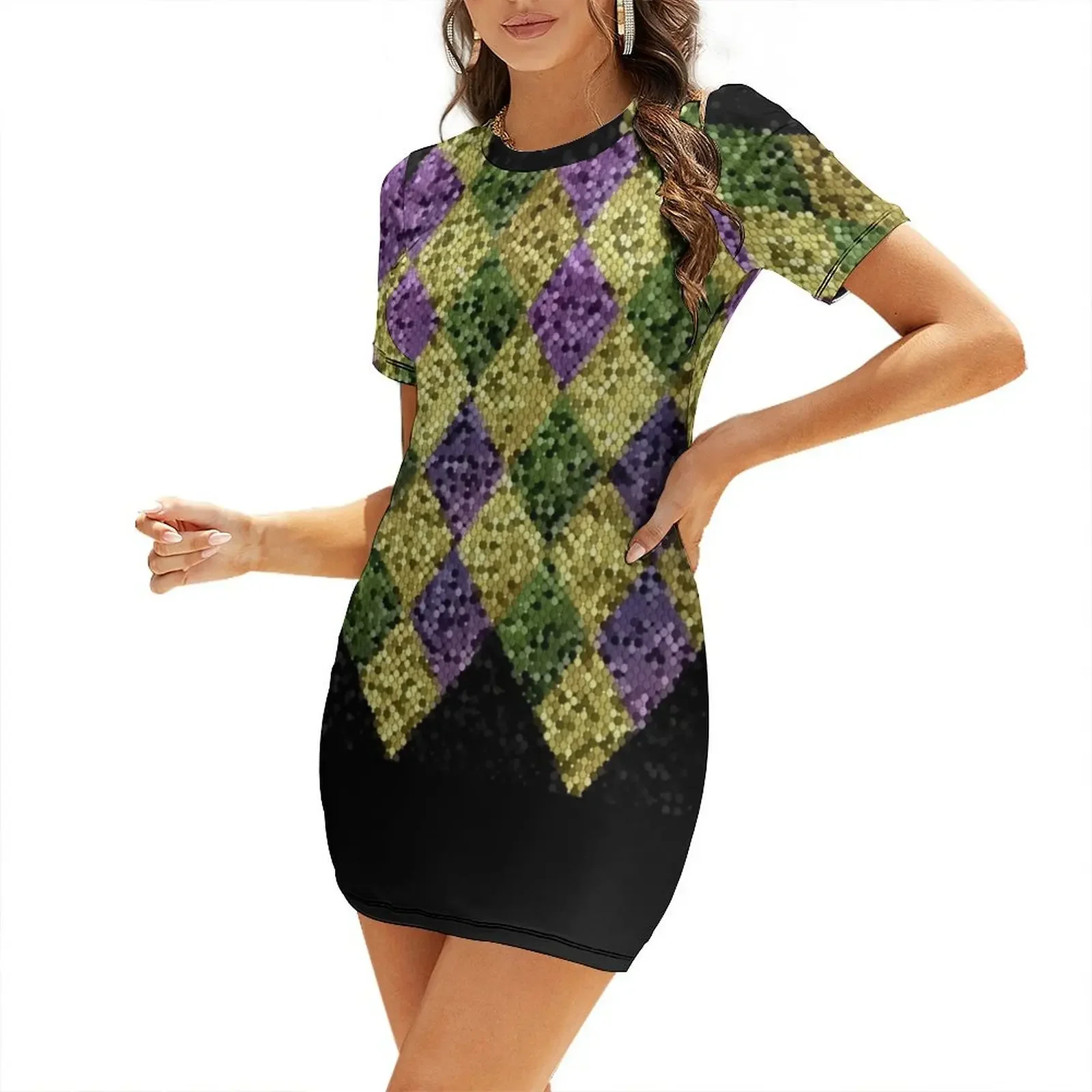

Mardi Gras Short-Sleeved Dress festival outfit women Evening dresses dress party night Women's dresses Dress