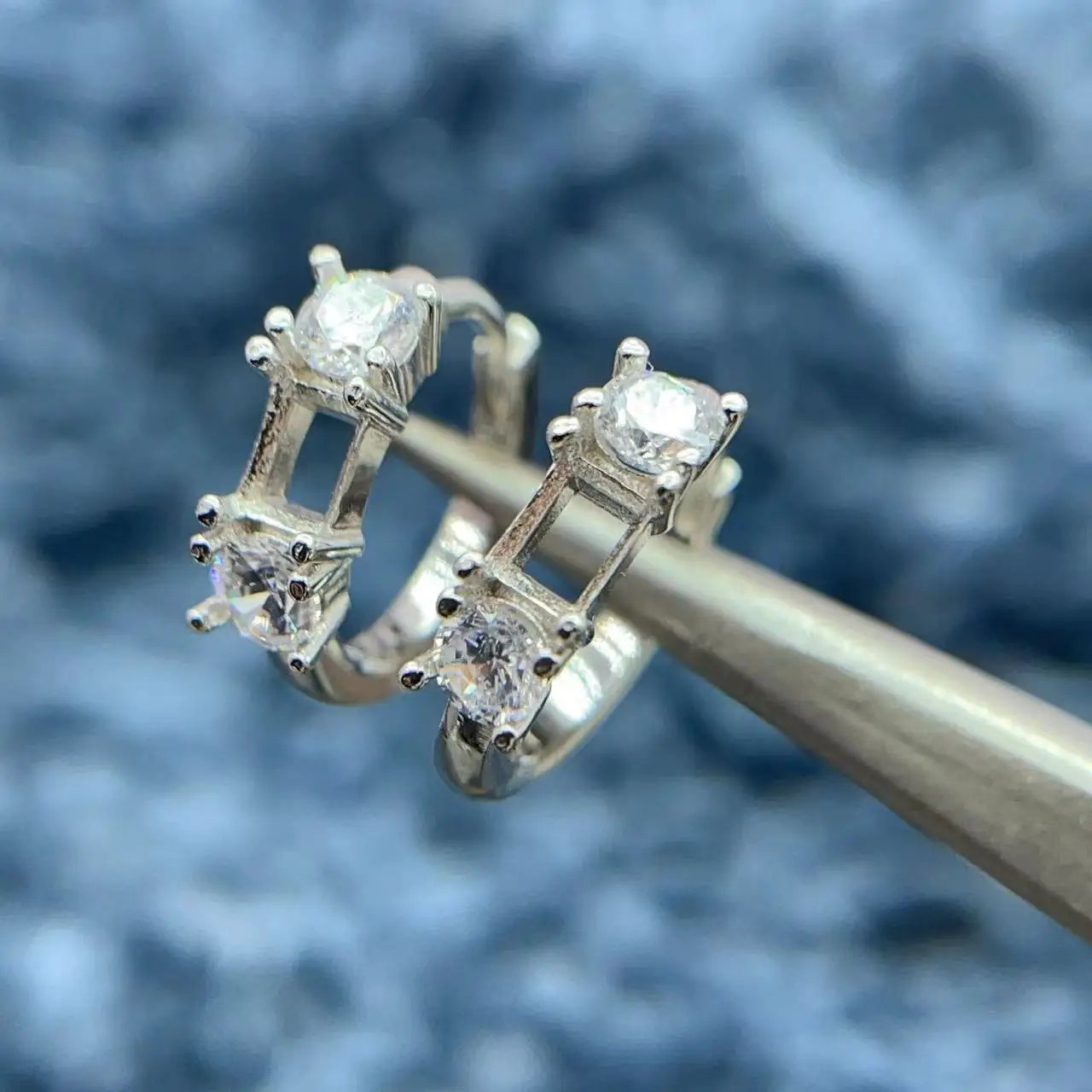 

MeiBaPJ Inlay Earclip Hollow Bracket Rectangular 3*4mm Exquisite Elegant Light Luxury Gemstone Jadeite Gifts Trend Jewelry