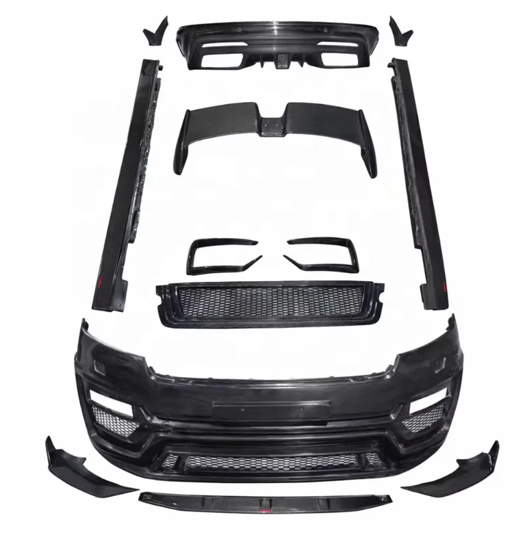 For  Velar Cms-t Style Half Carbon Fiber Body Kit Front Bumper Rear Diffuser Grille Rear Spoiler Wing