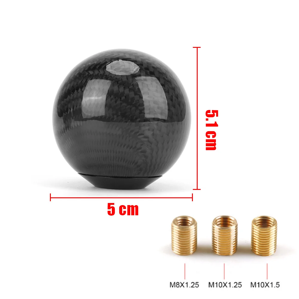 Real Carbon Fiber Universal Car Gear Shift Knob Shifter Lever Round Ball Shape No Number Style For BMW Golf Passat Peugeot Audi