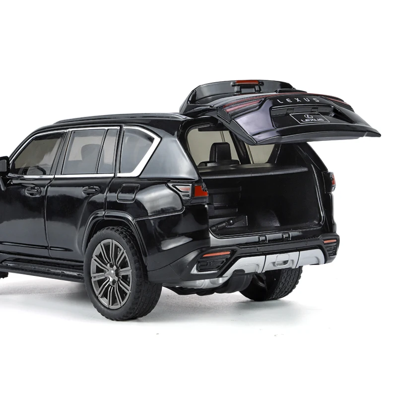 1:24 스케일 Lx600 합금 자동차 모델 사운드 라이트 보이 당겨 오프로드 차량 장식 금속 아이 생일 선물 컬렉션 One P