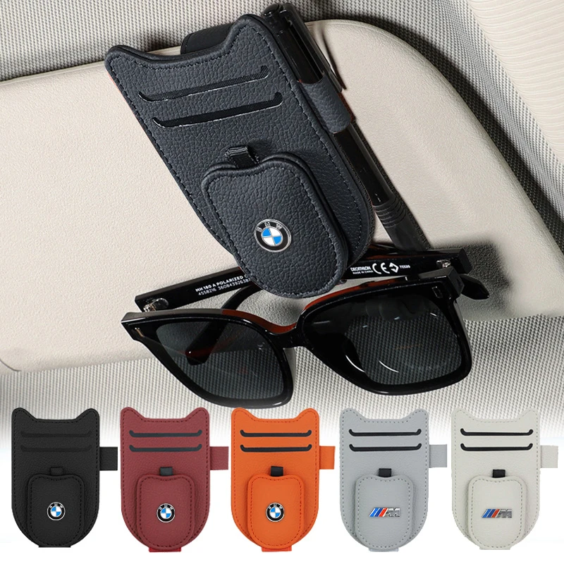 

Leather Car Glasses Clip Multifunction Sun Visor Magnetic Eyeglasses Clips For BMW M Performance E28 E39 E46 E53 E60 F20 X6 X5