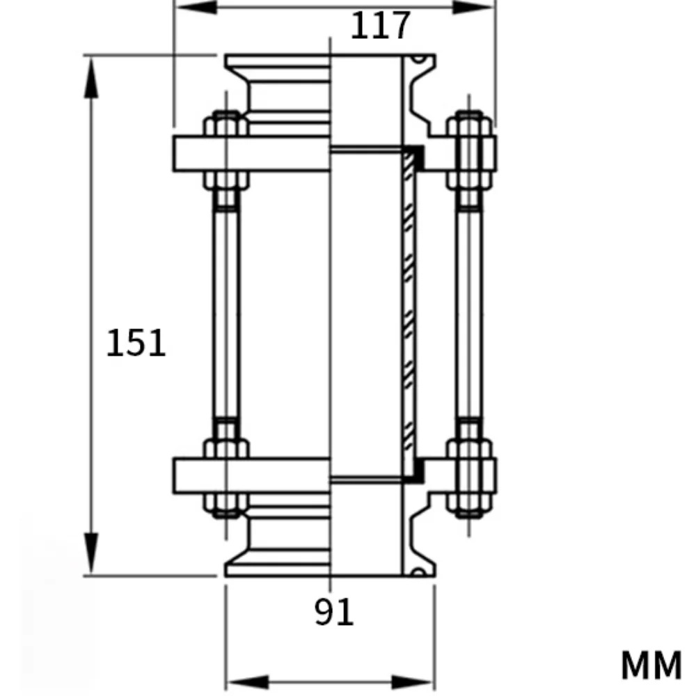 Imagem -02 - Flow Sight Glass Diopter para Destilação 76 mm Od91 mm Tri-clamp Alta Qualidade Altura 151 Mmpipeline Sight Glass Ss304