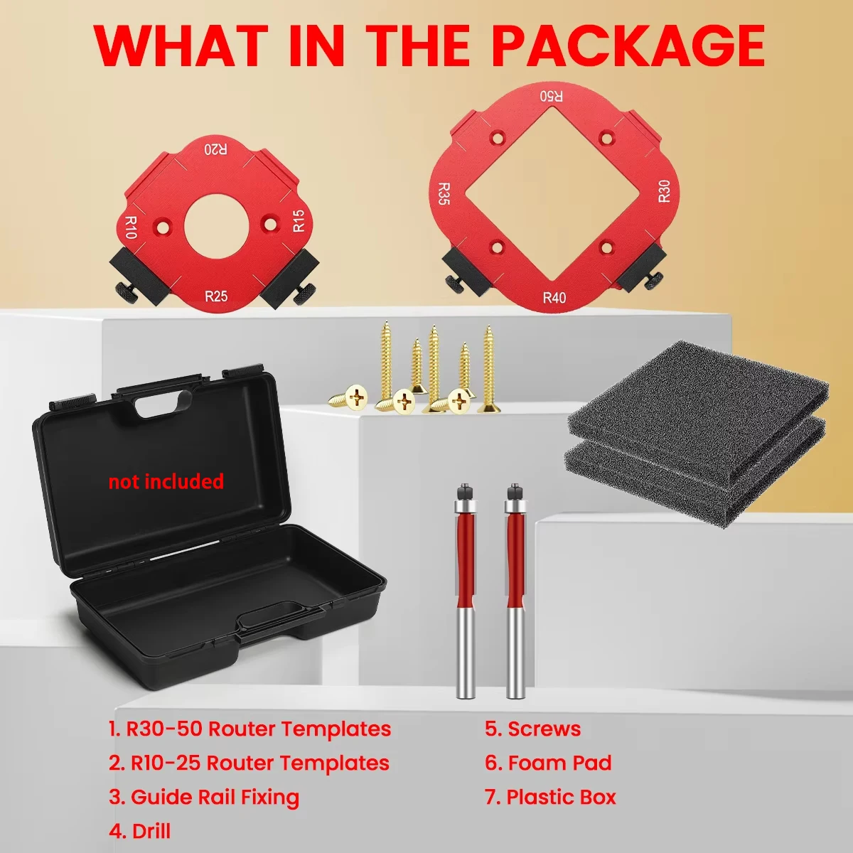 Woodworking Router Arcs Angle Positioning Template Corner Radius Routers R10-R50 Radius Jig Wood Milling Cutter Round R-corner