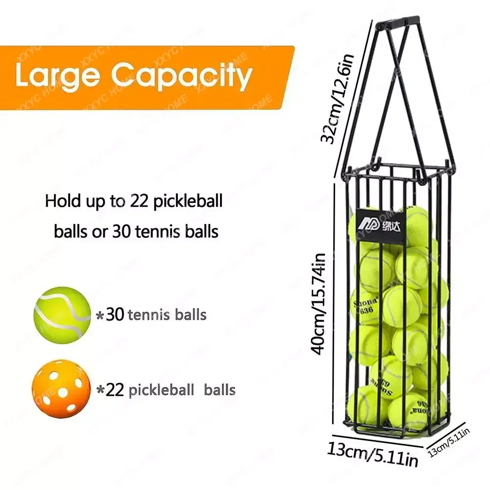 

Portable Pickleball Collector Tennis Ball Picker Holds 30 Balls Pick Up Ball Badminton Basket Pickle Ball Carrier Picking Padel