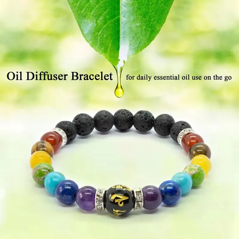 2pcs 7 Chakra Bracelet with Meaning Cardfor Men Women Natural Crystal Healing Anxiety Jewellery Mandala Yoga Bracelet Gift