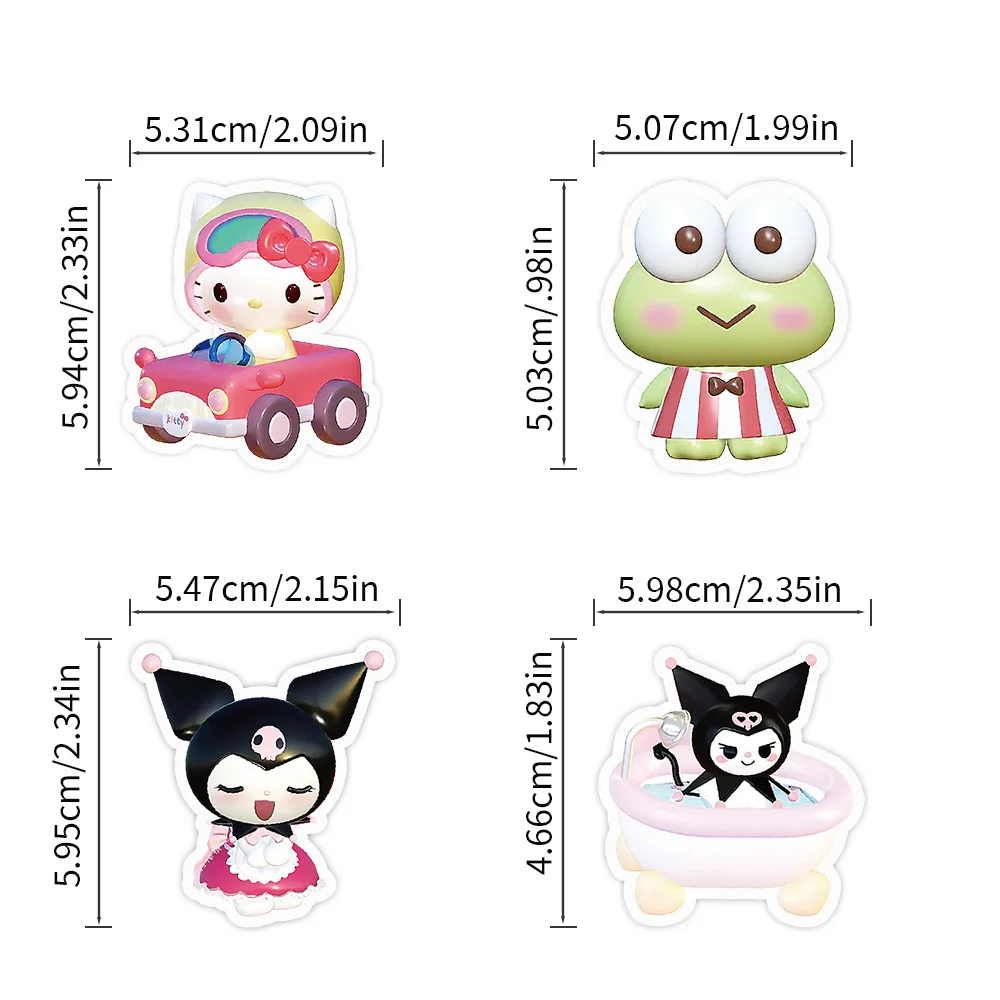 10/30/50ชิ้นใหม่สไตล์น่ารักสติกเกอร์3D Sanrio Kitty Kuromi DIY โทรศัพท์แล็ปท็อปกระเป๋าสเก็ตบอร์ดกราฟฟิตีสนุกสำหรับของเล่นเด็ก