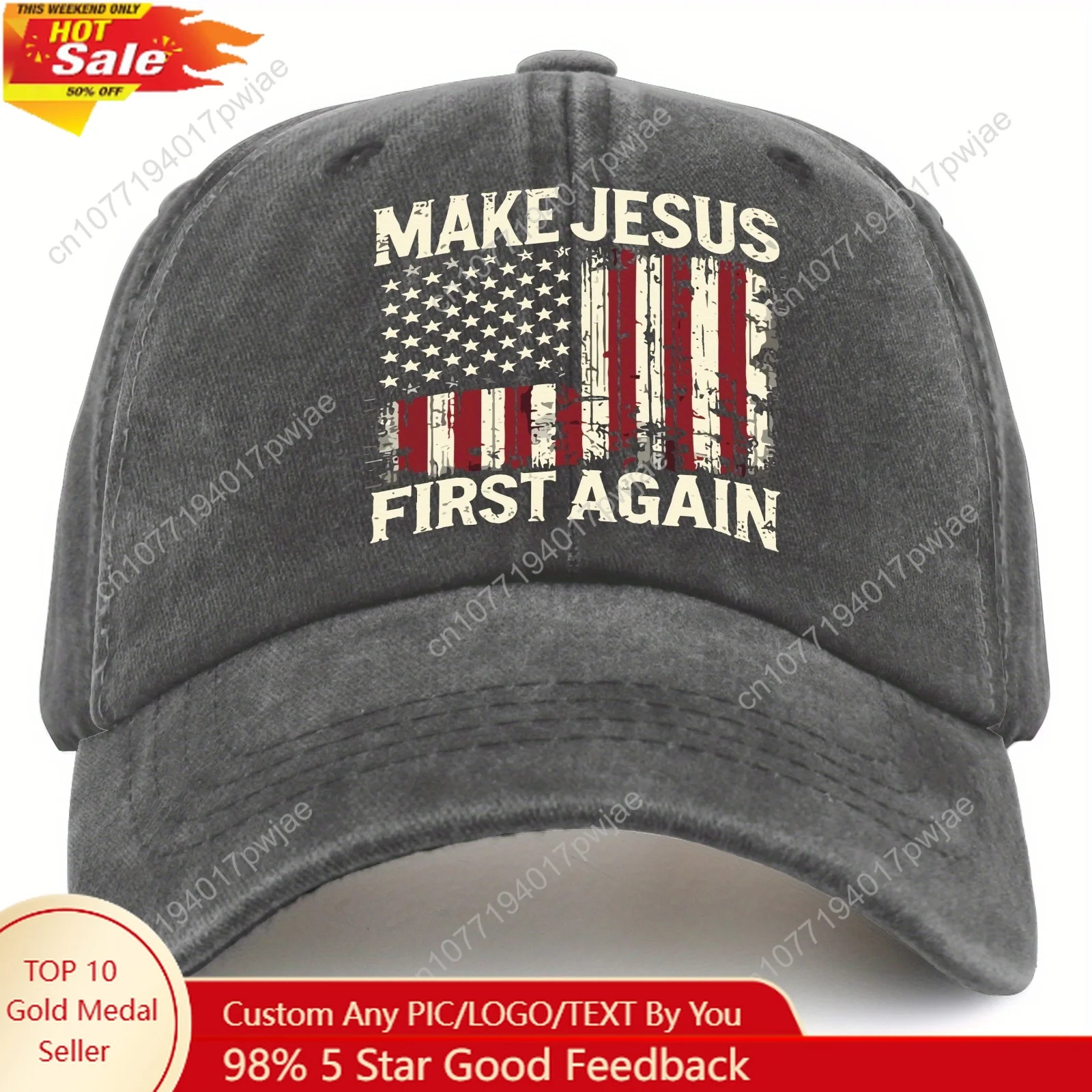 

Make Jesus First Again Vintage Washed Various Styles Trucker Unisex Baseball Cap Lightweight Sun Protective Outdoor Hat Him Ship