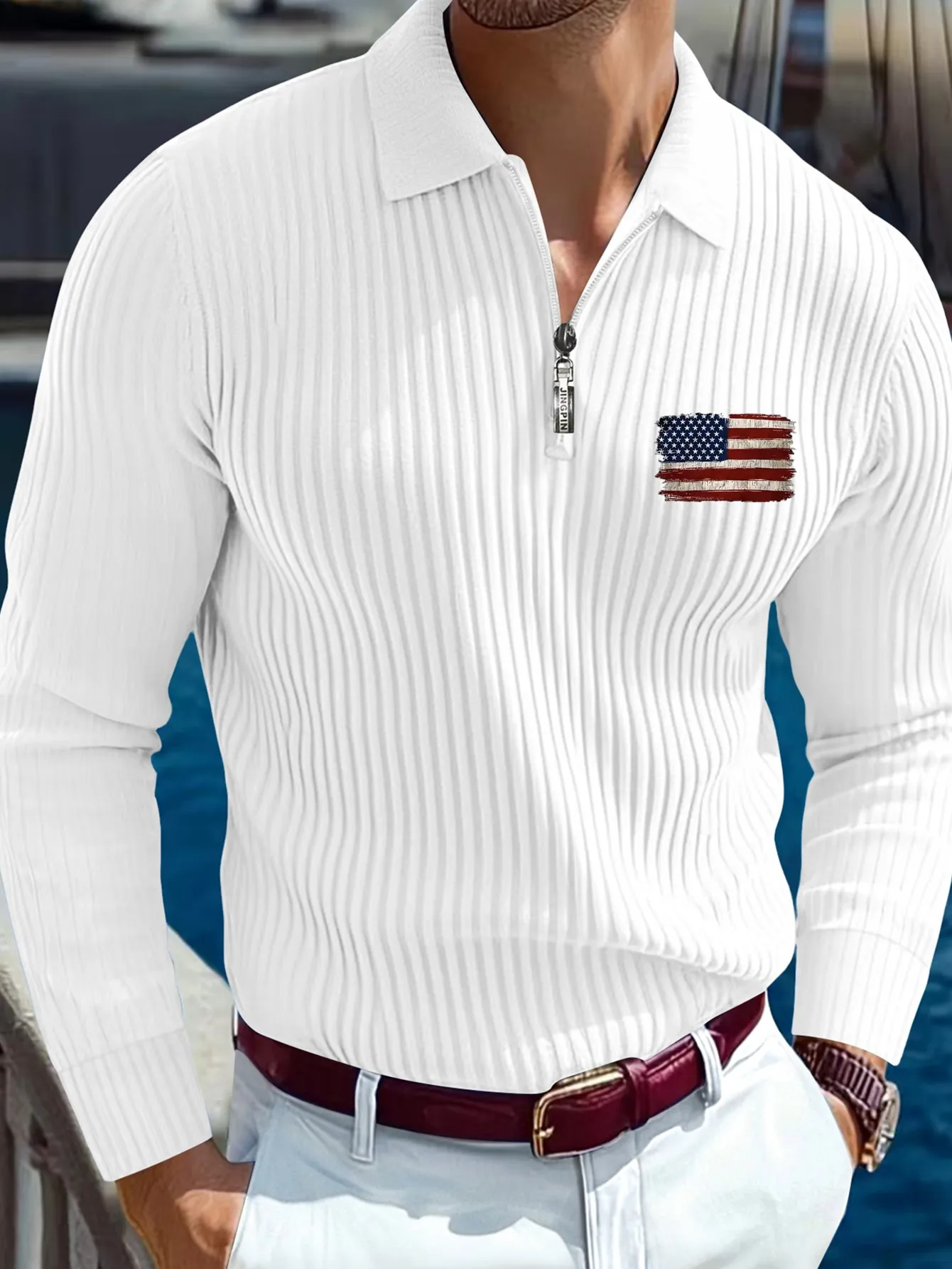 Men'S Premium Polo Shirt with Geometric Striped Pattern, Featuring a Stylish And Comfortable Design Suitable for Casual And Light Business Wear Throughout The Seasons, Perfect for Golf And Outdoor Activities