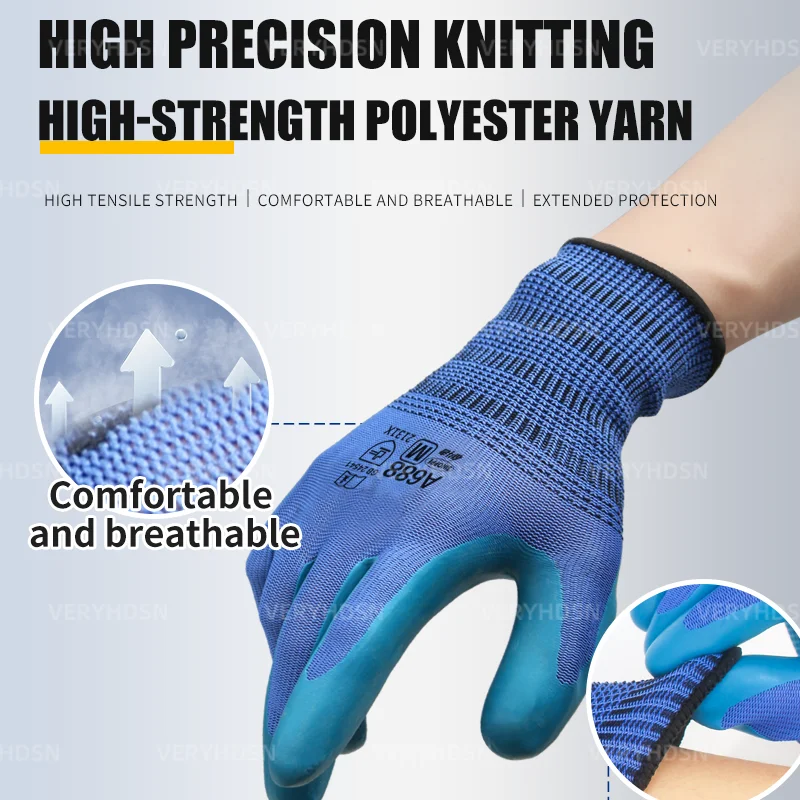 3Pairs Safety Gloves For Men&Women High Dexterity Knit Wrist Cuff Multi-Purpose Touchscreen Firm Non-Slip Grip Cut-Resistant