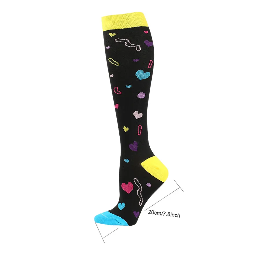 6pairs Shock Absorb Graphic Knee High Compression Socks Gradient Support Socks For Cycling Basketball Training