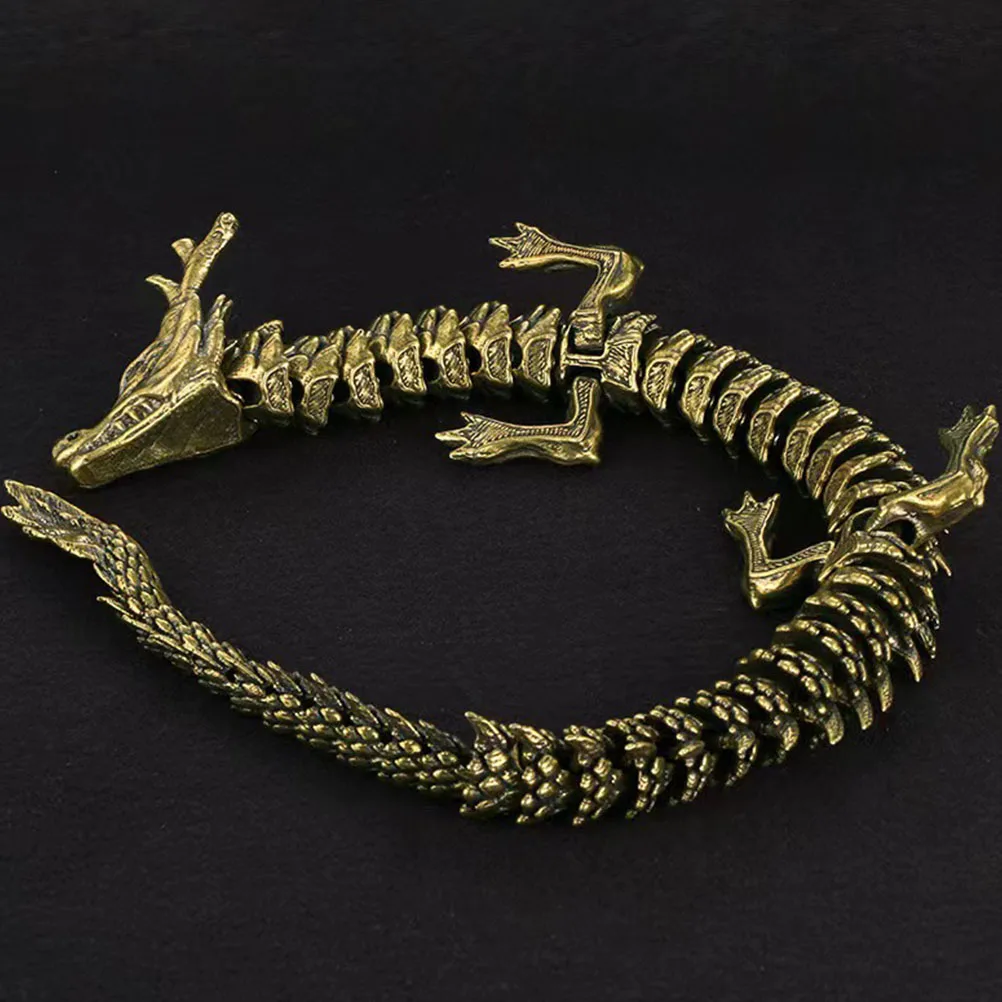 Copper Dragon Statue Decorative Figurine Brass Chinese Sculpture Ornament Desk Home Office Decor Dragon Shape Adornment Mini