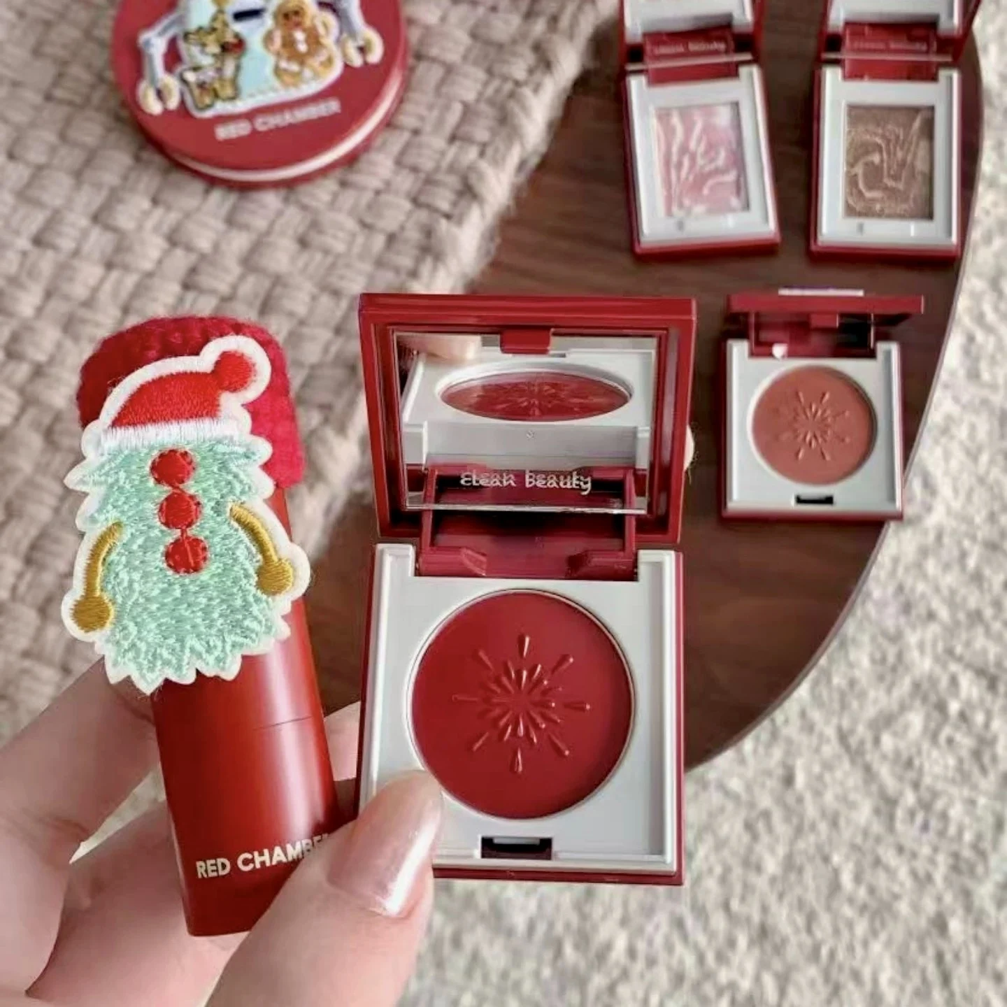 RED CHAMBER Waterlight Blush Lip Gloss Crema multiuso Perla Shimmer Ombretto Alto lucentezza Trucco per il contorno del viso Natale