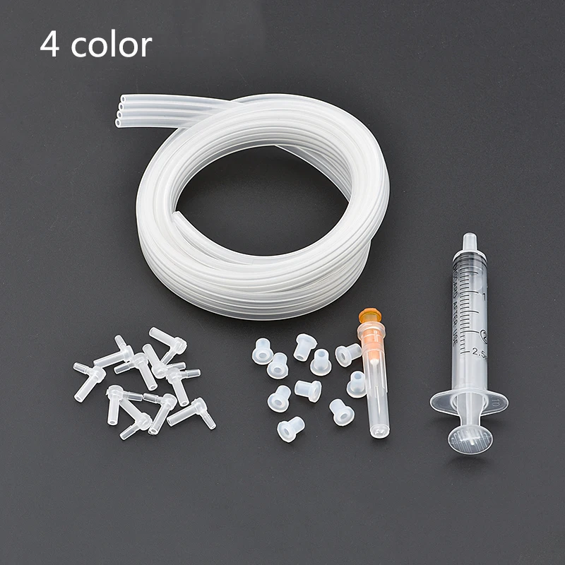 1Meter 4 6 8 color ciss line Ink tube inktube pvc pipeline + Tube Elbow + Rubber stopper CIS CISS parts Accessories kits