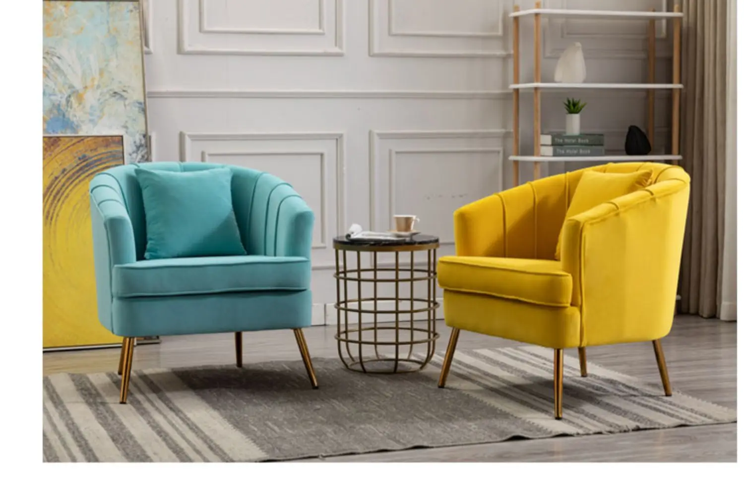 كرسي بذراعين مخملي فردي - طراز شمالي حديث، مناسب لغرفة المعيشة وصالونات التجميل ومناطق الانتظار، مقعد ناعم ومريح #3