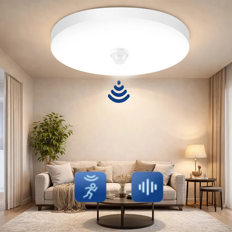 Motion Sensor Ceiling Lamp Modern LED Ceiling Light Fixture 20W/30W/40W 110V 220V LED Lights for Corridor Garage Stair Balcony